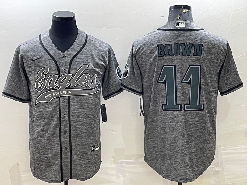Men Philadelphia Eagles #11 Brown Grey hemp ash 2022 Nike Co branded NFL Jersey